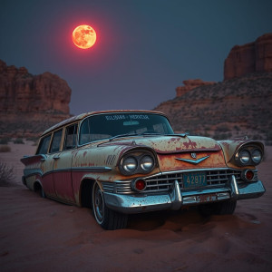 Demonic station wagon in Arizona desert under blood moon.jpg