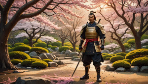 Samurai warrior in Japanese garden - DXL.jpg