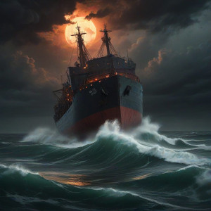 Giant freighter sinks in the storm in Devil's Sea under blood moon - J9.jpg