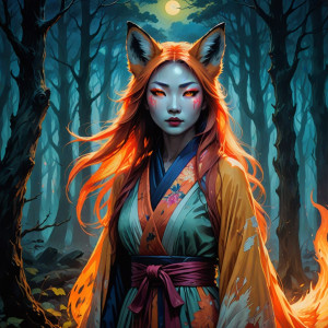 Kitsune woman in haunted Japanese forest - DXL.jpg
