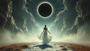Beautiful woman walks into Eternity under Black Sun.jpg