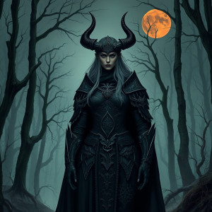 Finnish goddess of pain and death in Scandinavian forest.jpg