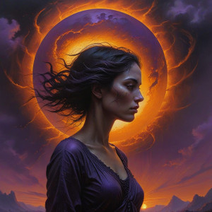 Beautiful woman walks into Eternity under Black Sun - BX.jpg