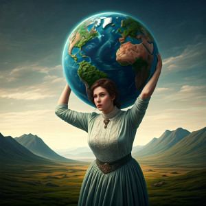 Beautiful woman carries the whole world on her shoulders  - GIF.jpg