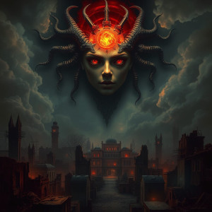 Face of Goddess of Pestilence in the sky over apocalyptic cit.jpg