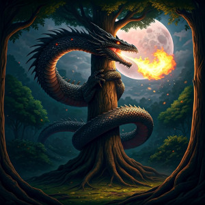 Giant fire-breathing basilisk in magical forest - GIF.jpg