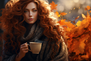 Lady autumn leaves.png