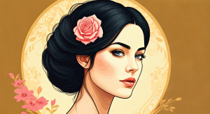 Woman's head with a rose in her black hair -  GIF.jpg