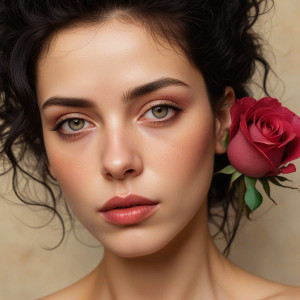 Woman's head with a rose in her black hair -  RV5.jpg