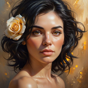 Woman's head with a rose in her black hair -  BXL.jpg