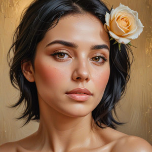 Woman's head with a rose in her black hair -  RVXL.jpg