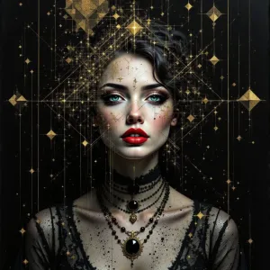 Woman with golden diamonds.webp