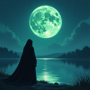Sinister presence in the lake under full round green moon.jpg