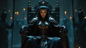 Black mamba on throne.webp