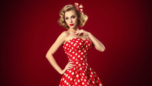 Beautiful pinup lady in polka dot dress - FS.jpg