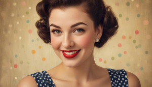Beautiful pinup lady in polka dot dress - RV5.jpg