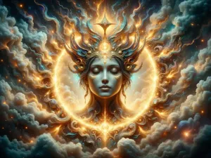 Goddess in fiery clouds.webp