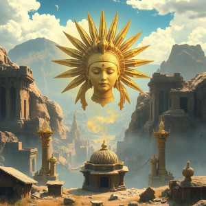 Face of Sun Goddess over ancient city - ОАL.jpg