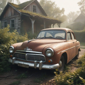 Abandoned vintage car in decrepit village - MDXL.jpg