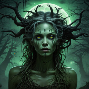 Evil-looking swamp lady under full round green moon - FXL.jpg