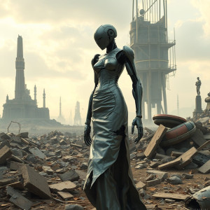 Robotic lady in apocalyptic landscape.jpg