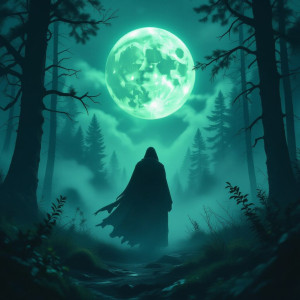 Sinister presence in the magical forest under full round green moon.jpg