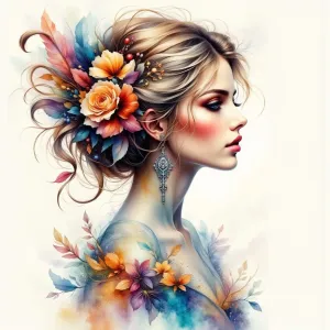 Ätherisches Aquarell einer schönen Frau - 2.webp