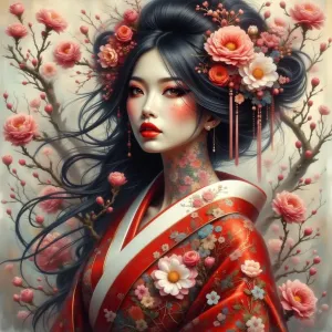 Yin-Yang-Geisha im Rosenkimono.webp