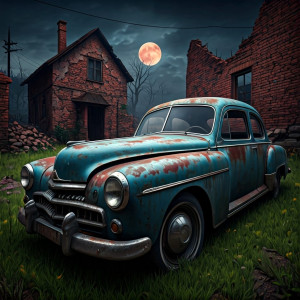 A lone, rusted vintage car sits abandoned - GIF.jpg