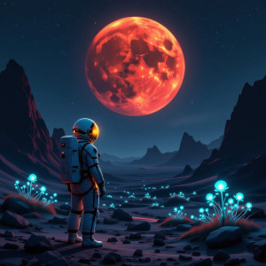 A lone astronaut stands on a desolate, alien planet.jpg