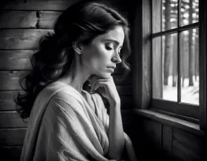 At the window BW.webp