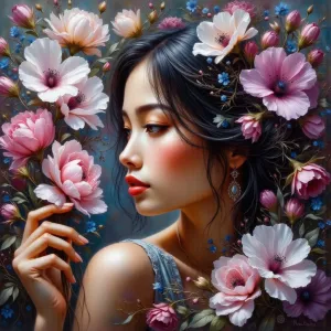 hyperrealistisches-frauenportrat-mit-blumen-Asian.webp