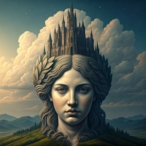 Medieval castle on a giant head of a beautiful woman - G3.jpg