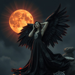 Beautiful female angel of time under Black Sun - JFL.jpg
