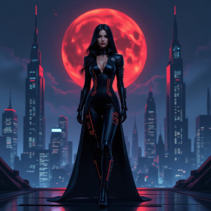 Majestic biomechanical woman in futuristic city under blood moon.jpg