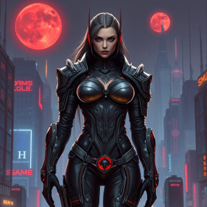 Majestic biomechanical woman in futuristic city.jpg