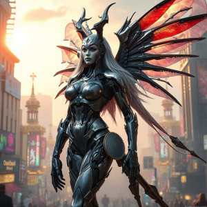 Beautiful surreal demoness robot in magical city - JFL.jpg