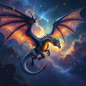 A colossal, biomechanical dragon soars through a nebula.jpg