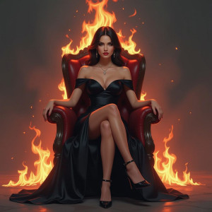 Beautiful woman sitting on a burning chair.jpg