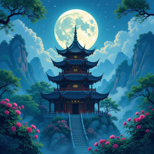 Beautiful pagoda in magical Chinese forest.jpg