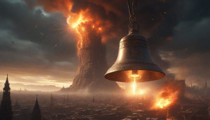 Giant magical bell in the sky destroys modern city - J9.jpg