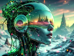 Green city in her glasses.webp
