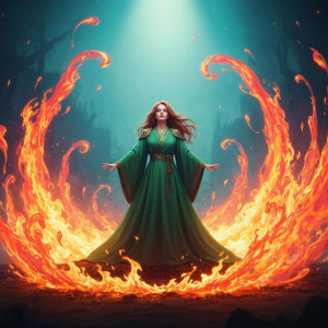 Beautiful woman stands on a burning pyre - G4.jpg