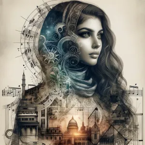 double-exposure-of-a-musical-steampunk-beauty.webp