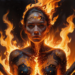 Beautiful woman stands on a burning pyre - BXL.jpg