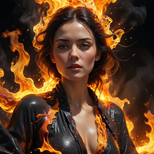 Beautiful woman stands on a burning pyre - АXL.jpg