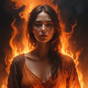 Beautiful woman stands on a burning pyre - MXL.jpg