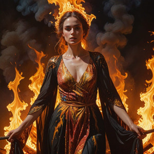 Beautiful woman stands on a burning pyre - RV4.jpg