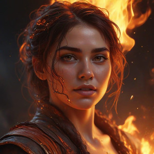 Beautiful woman stands on a burning pyre - J9.jpg