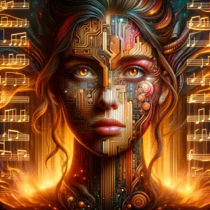 blazing-music-women-with-a-wooden-circuitboard-face-3.webp